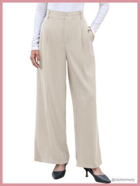 Womens Wide Leg Dress Pants Pleated Business Casual Work Trousers